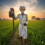 indian farmer standing in his farm
