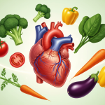 Healthy heart illustration with fruits and vegetables