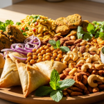 Homemade healthy Indian snacks with roasted chickpeas and makhana