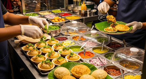 Indian street food items served hygienically