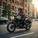 Royal Enfield Hunter 350 on a city street