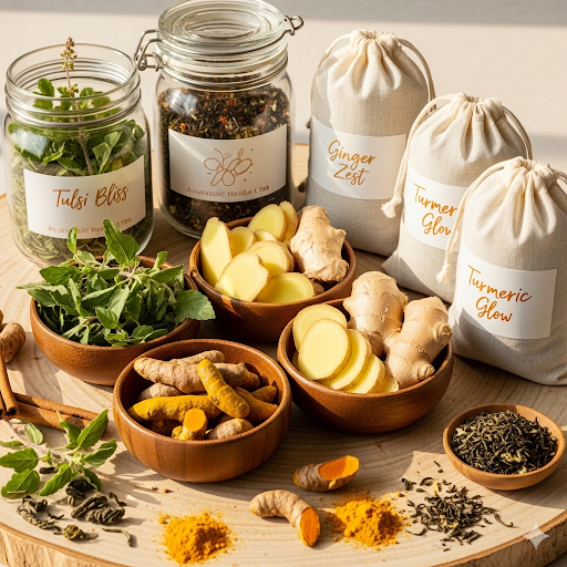 collection of Ayurvedic herbal teas