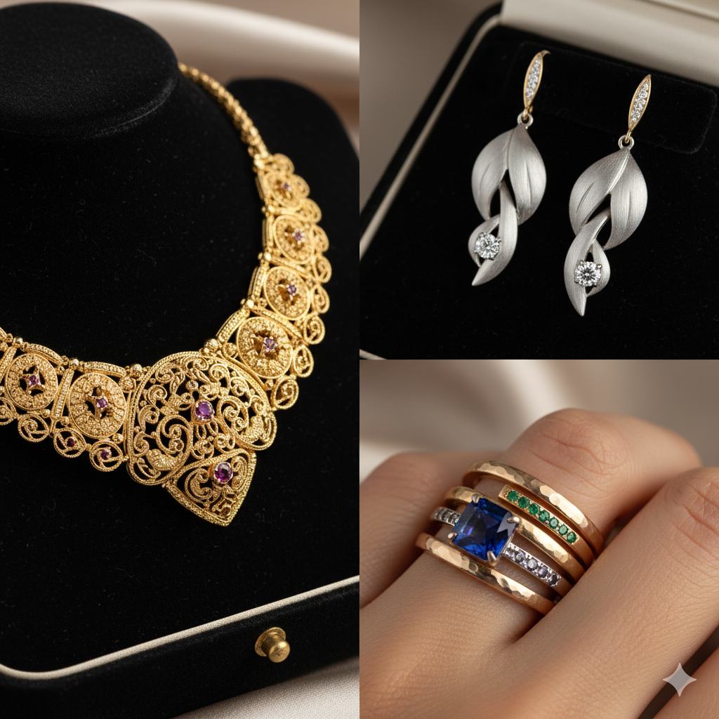 high quality close-up photos of gold jewelry,