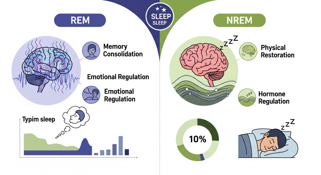 infographic-showing-the-REM-and-NREM-sleep-stages-and-their-benefits 2