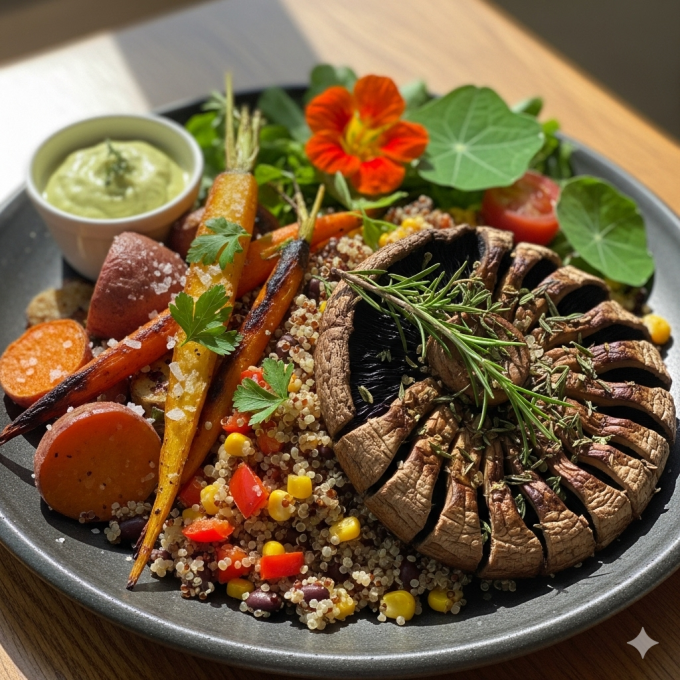 organic and plant based food in plate