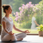 Woman practicing yoga and meditation for health