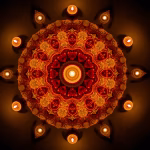 Decorated-earthen-diyas-arranged-in-a-rangoli-pattern