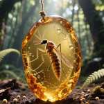 Fossilized mosquito larva