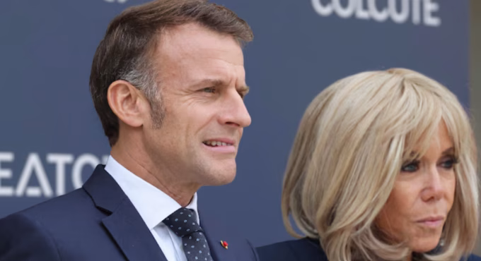 French President Emmanuel Macron and wife Brigitte Macron
