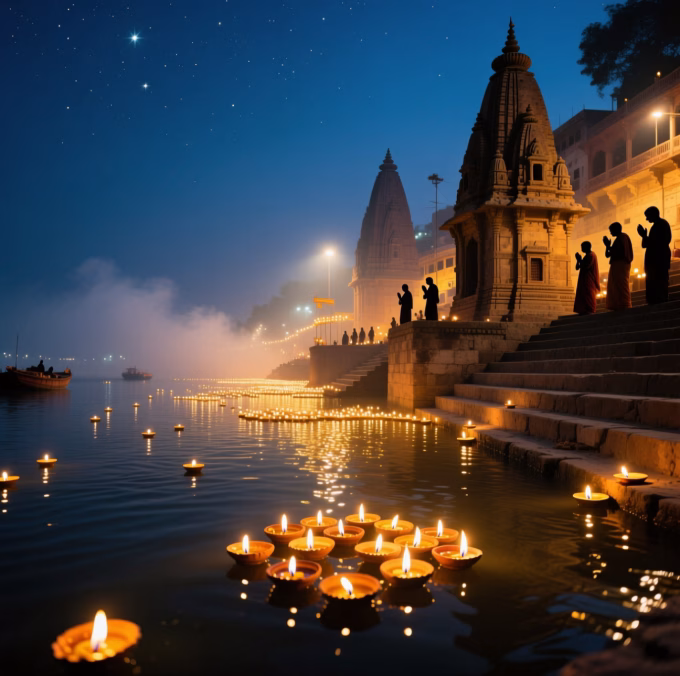 Ghats of Varanasi lit up with thousands of diyas during Diwali