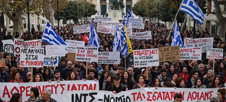Greece 13-hour workday Protest