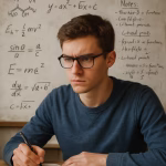 Student visualizing formulas and notes