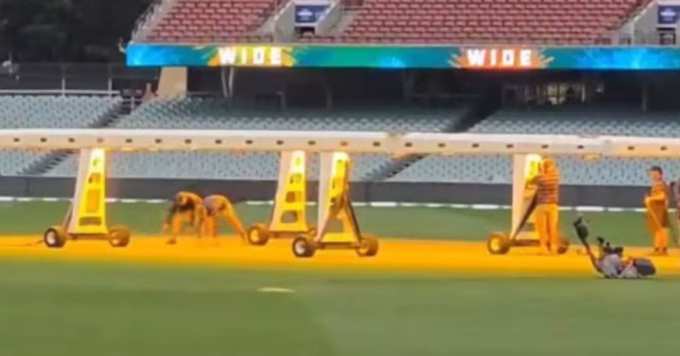UV lights used to prepare Adelaide cricket pitch for ODI
