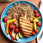 colorful plate with grilled chicken