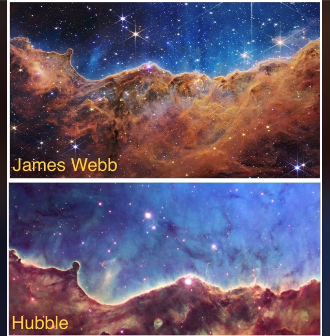 comparison showing the improvement in James Webb Space