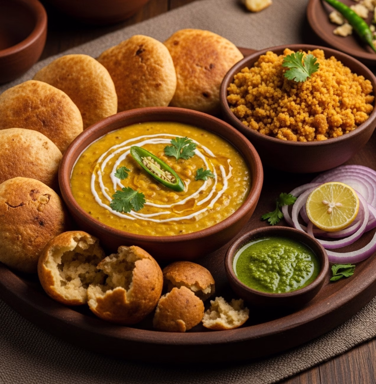 dal baati churma platter