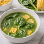 green spinach and corn soup