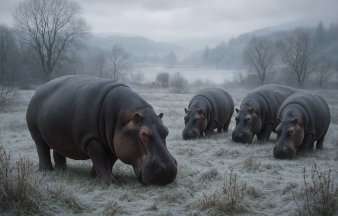 hippos in a cold European