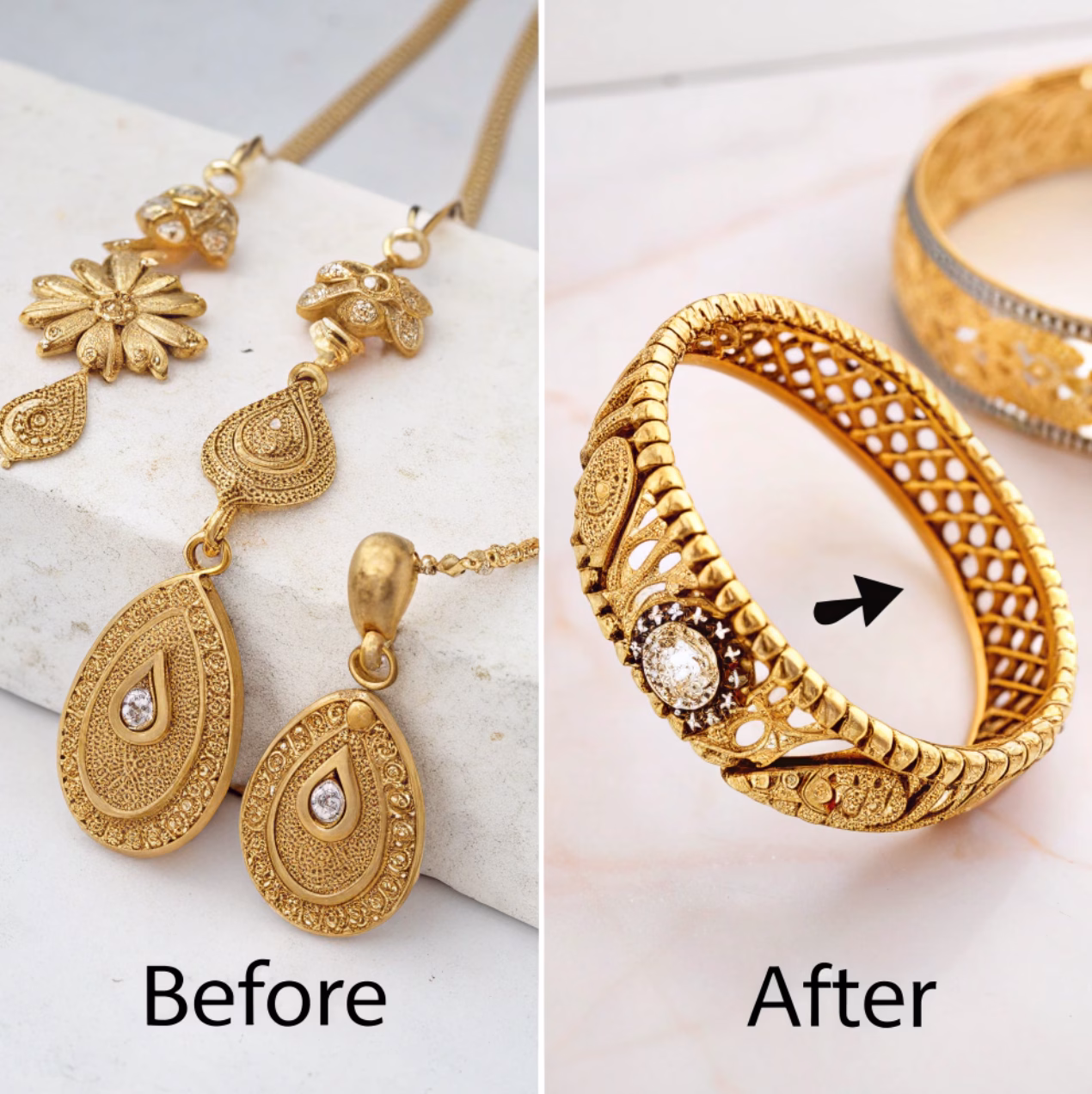old traditional gold jewellery into modern restyled