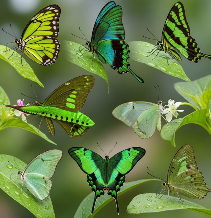 seven green butterfly species