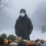 wearing N95 mask amid foggy