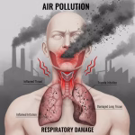 Air pollution affecting throat and lungs.