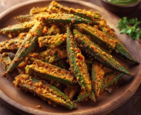 Baked kurkuri bhindi crispy okra recipe