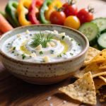 Bowl of garlicky yogurt dip