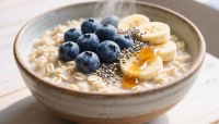 Bowl of oats with toppings healthy breakfast