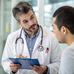 Cardiologist advising on heart health