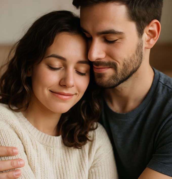 Couple showing intimacy and trust