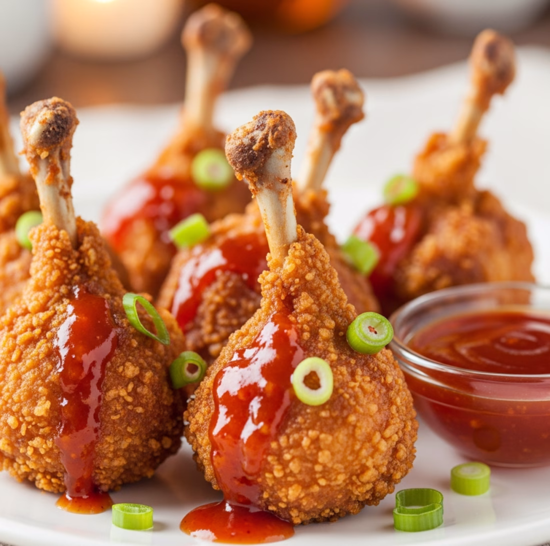 Crispy chicken lollipops