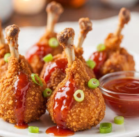 Crispy chicken lollipops