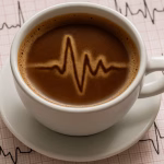 Cup of coffee with heartbeat