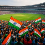 Eden Gardens stadium with cricket fans