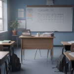 Empty teacher's desk