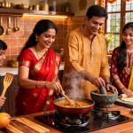 Family cooking together