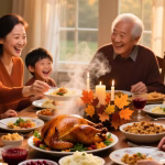 Family enjoying Thanksgiving meal