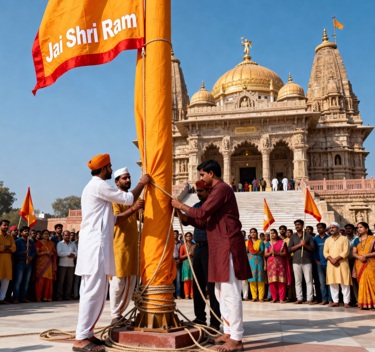 Flag hoisting preparations at Ram Temple Ayodhya
