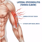 Forearm and elbow tendon associated with tennis elbow