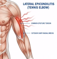 Forearm and elbow tendon associated with tennis elbow