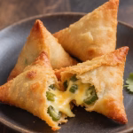 Homemade jalapeno three cheese samosas crispy and cooked