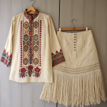 Ladakhi textile shirt with Himroo weave fringe skirt
