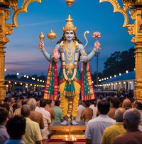 Lord Vishnu blessing devotees on Utpanna Ekadashi