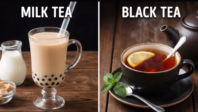 Milk tea vs Black tea