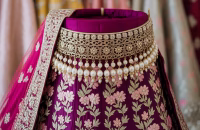 Modern bridal kamarbandh over lehenga