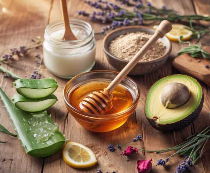 Natural DIY skincare ingredients at home
