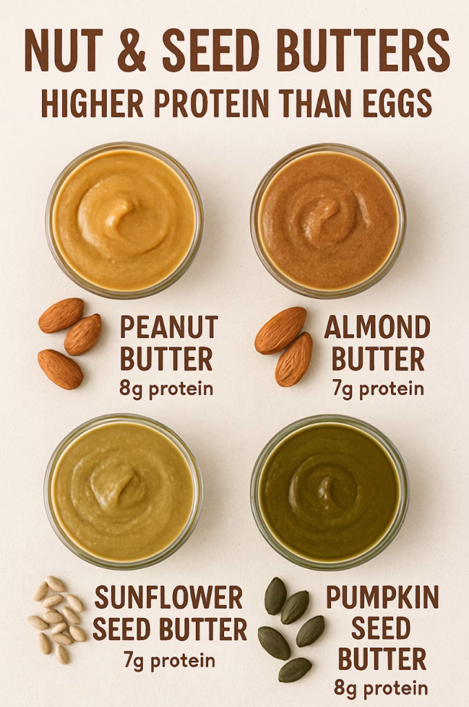 Nut seed butters high protein more than eggs