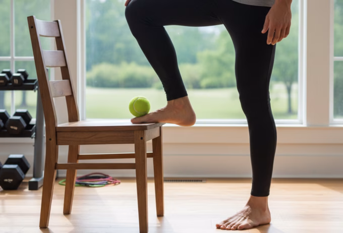 Person performing ankle raising exercise