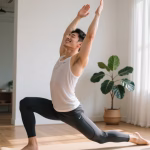 Person stretching or exercising indoors